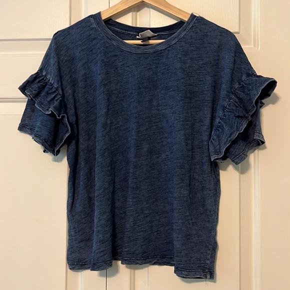 #Bundle & Save# Universal Thread Blue Ruffle Sleeve Top - Picture 1 of 6